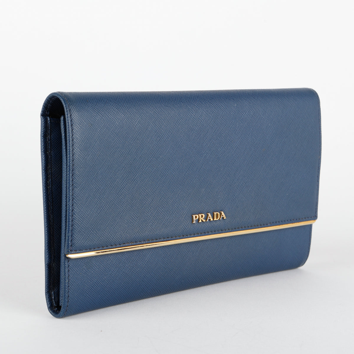 Large Metal Bar Continental Wallet, Navy