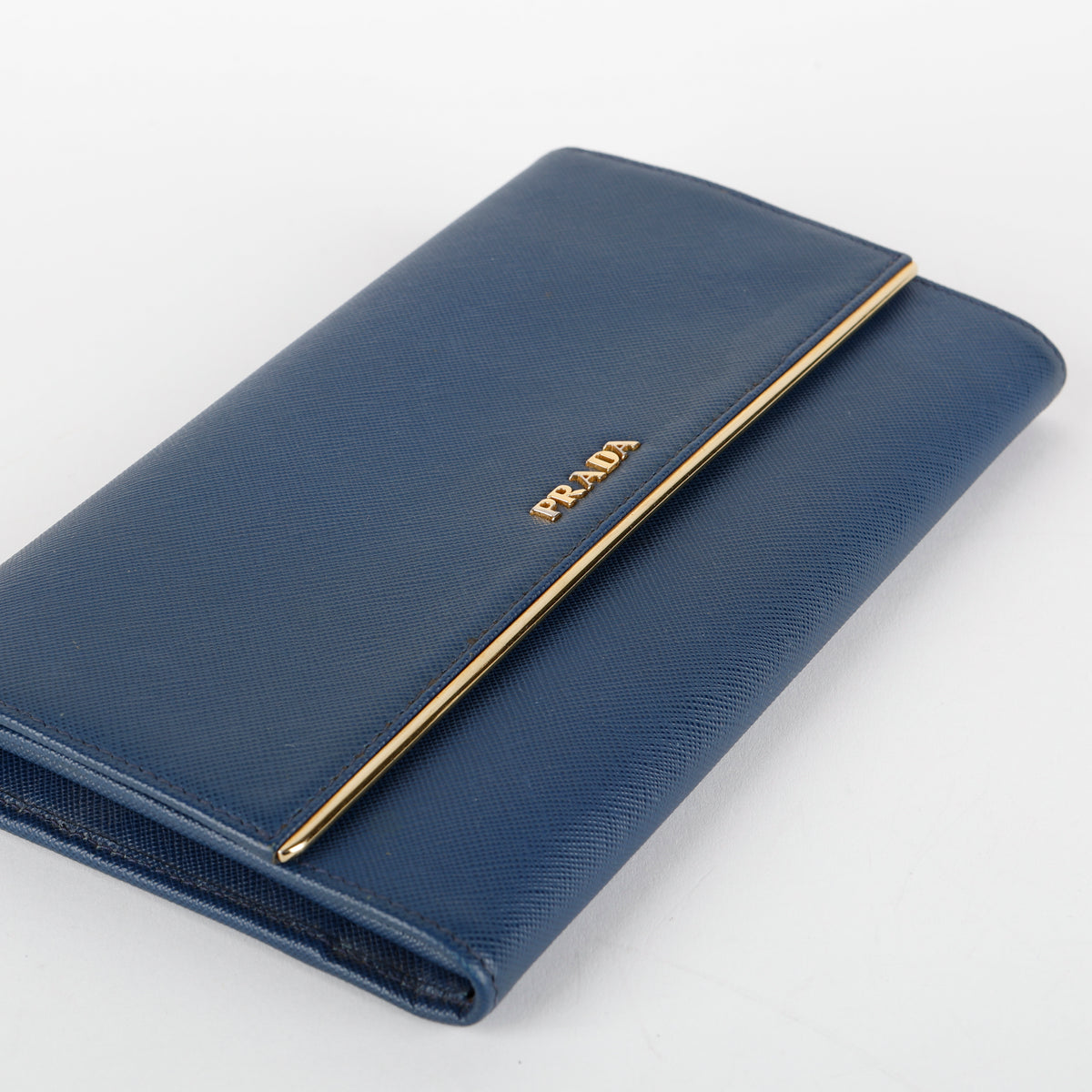 Large Metal Bar Continental Wallet, Navy