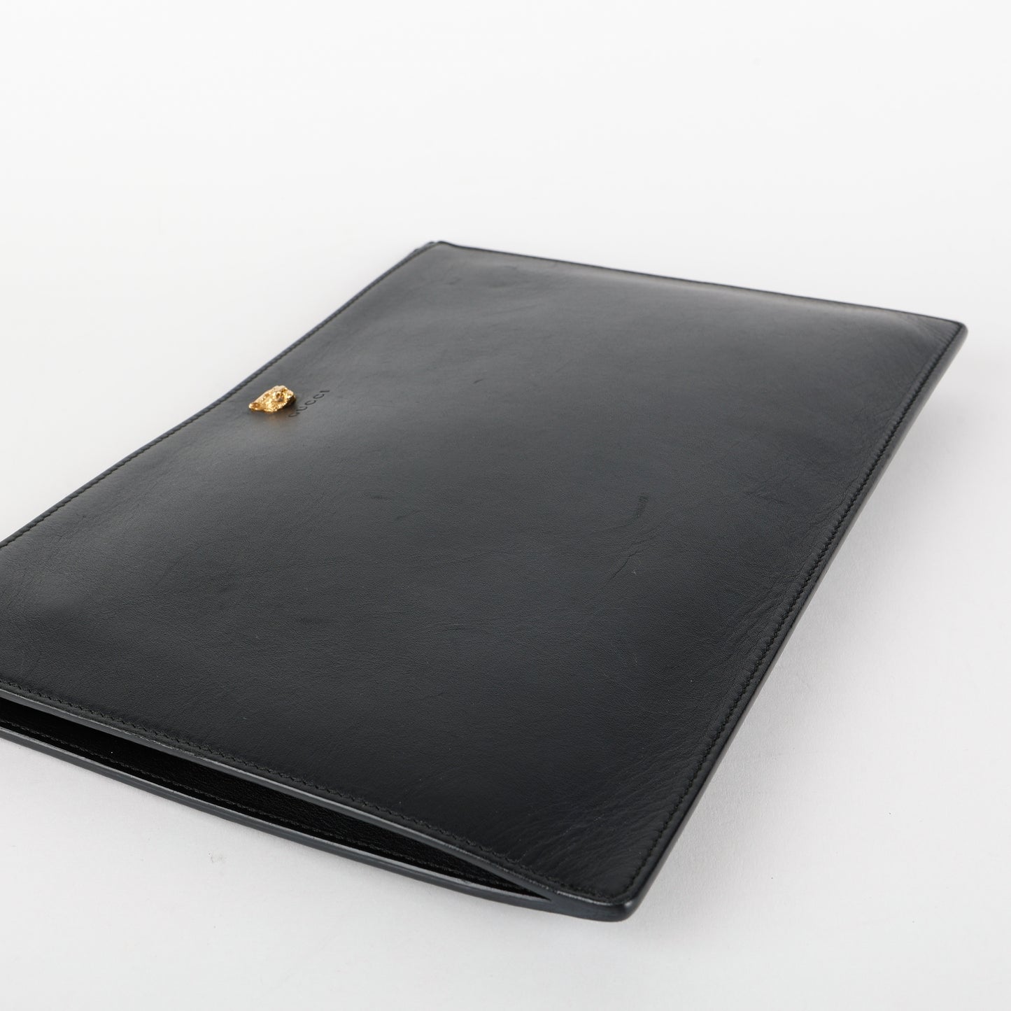 Rajah Zipped Wristlet, Black Smooth Calfskin