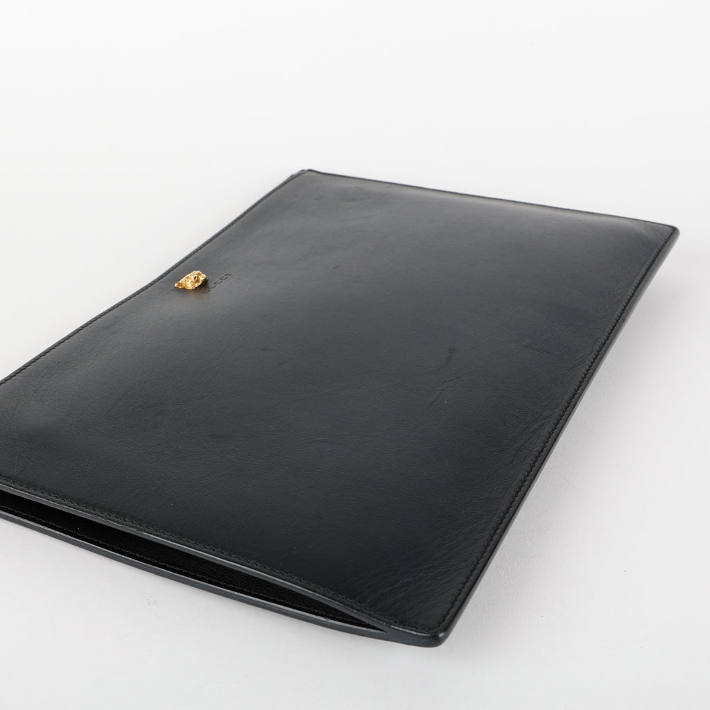 Rajah Zipped Wristlet, Black Smooth Calfskin