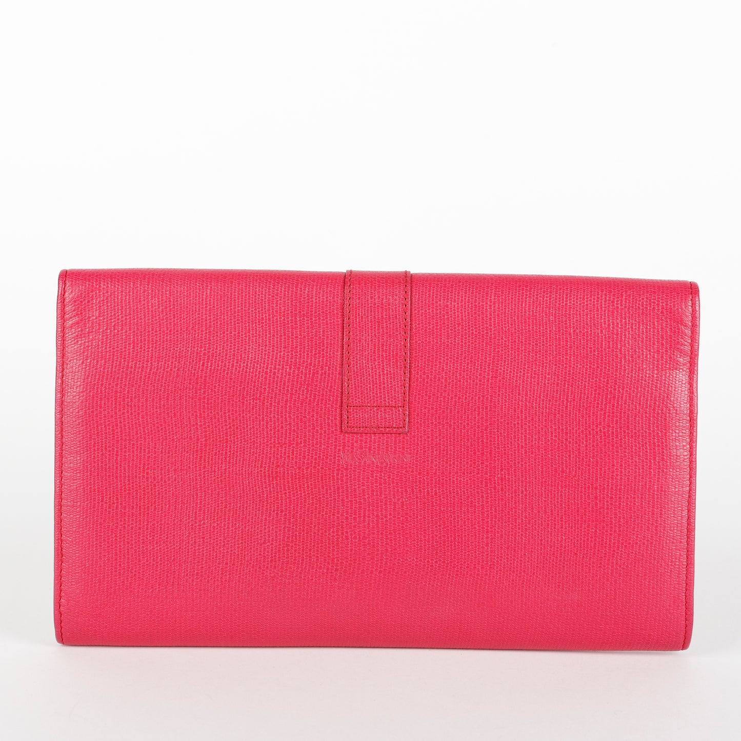 Travel Y Ligne Clutch, Fuchsia Grained Calfskin
