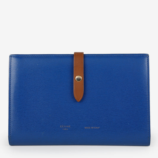 Large Multifunction Strap Wallet, Blue/Brown