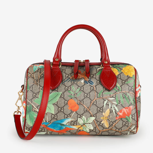 Small Convertible Boston Bag, Bird/GG Coated Canvas