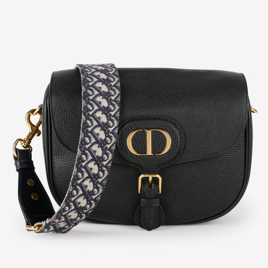 Large Bobby, Black Grained Calfskin