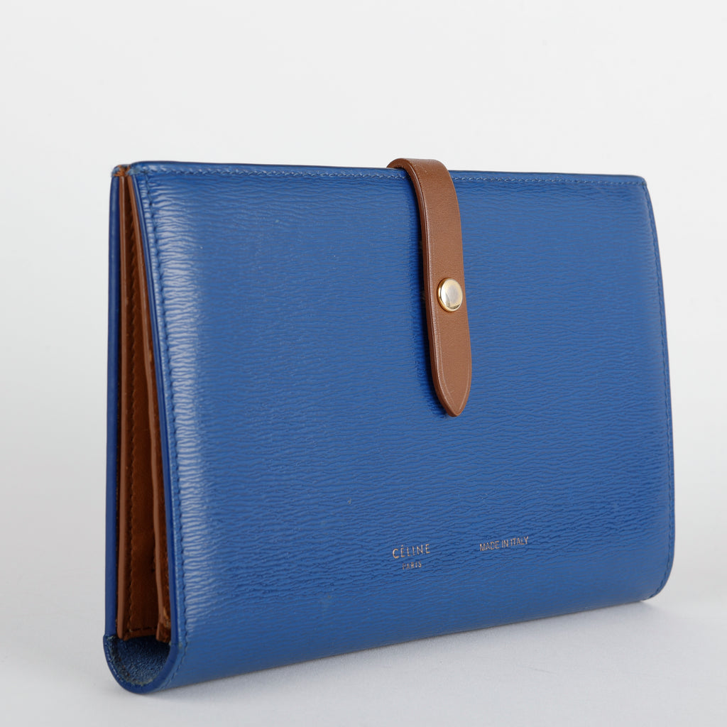 Large Multifunction Strap Wallet, Blue/Brown