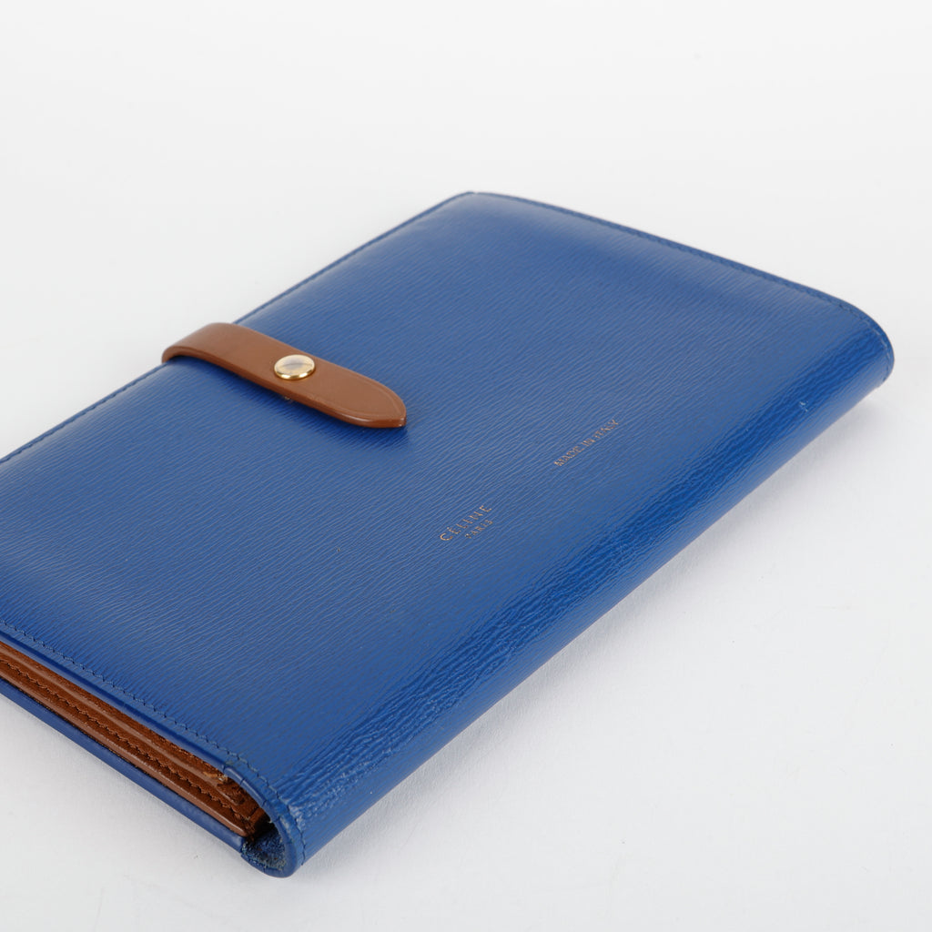 Large Multifunction Strap Wallet, Blue/Brown