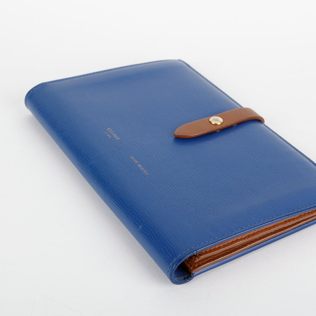 Large Multifunction Strap Wallet, Blue/Brown