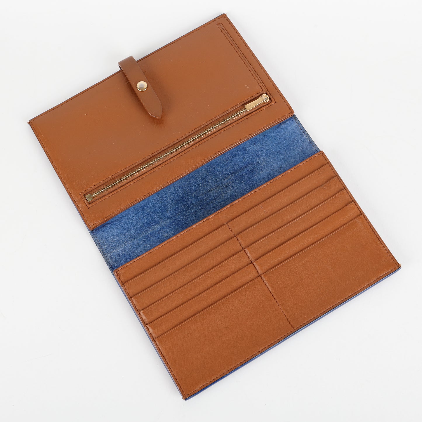 Large Multifunction Strap Wallet, Blue/Brown