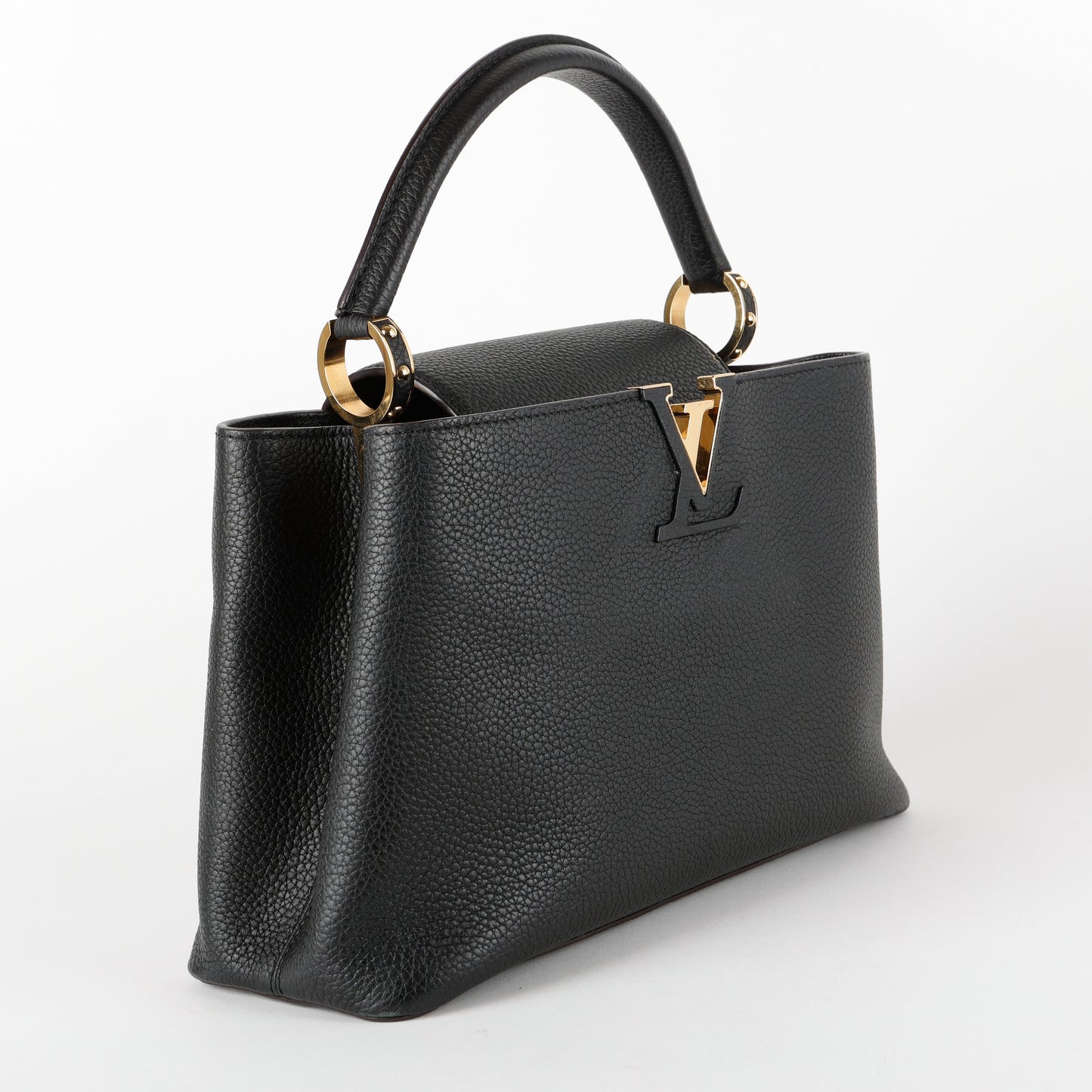 Capucines PM, Black Calfskin