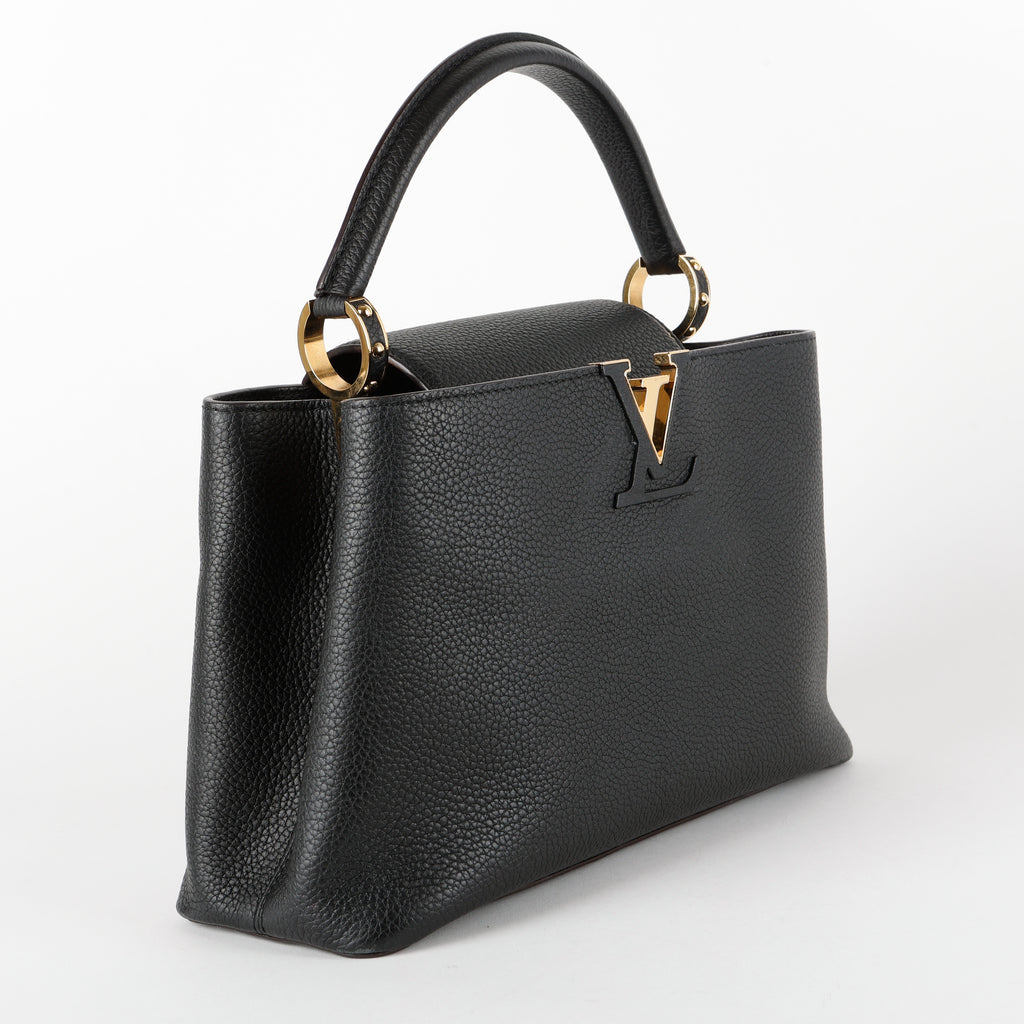 Capucines PM, Black Calfskin