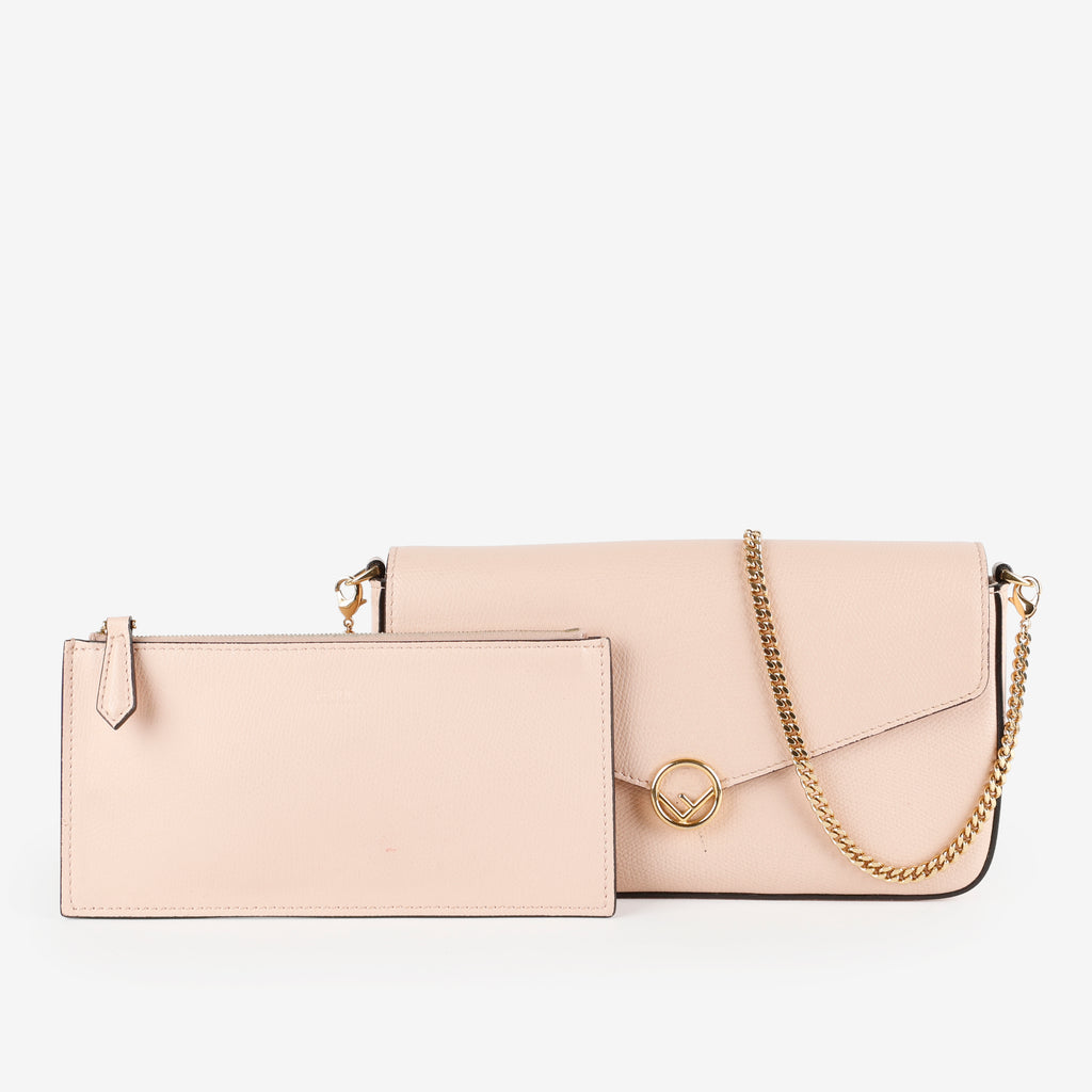 F Continental Wallet on Chain, Light Pink