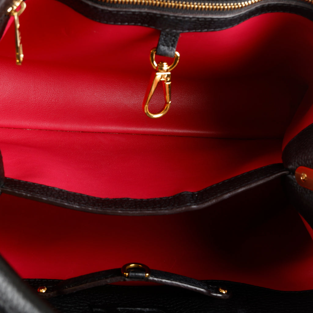 Capucines PM, Black Calfskin
