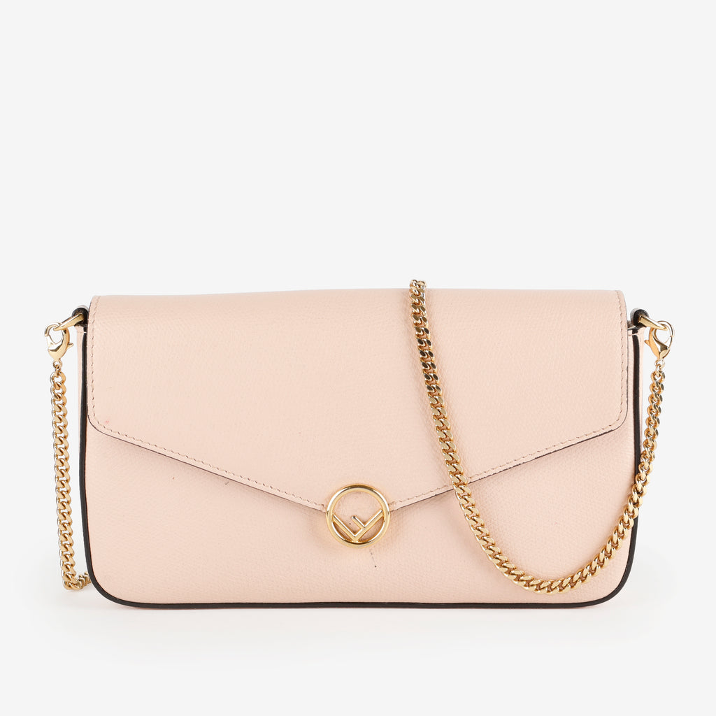 F Continental Wallet on Chain, Light Pink