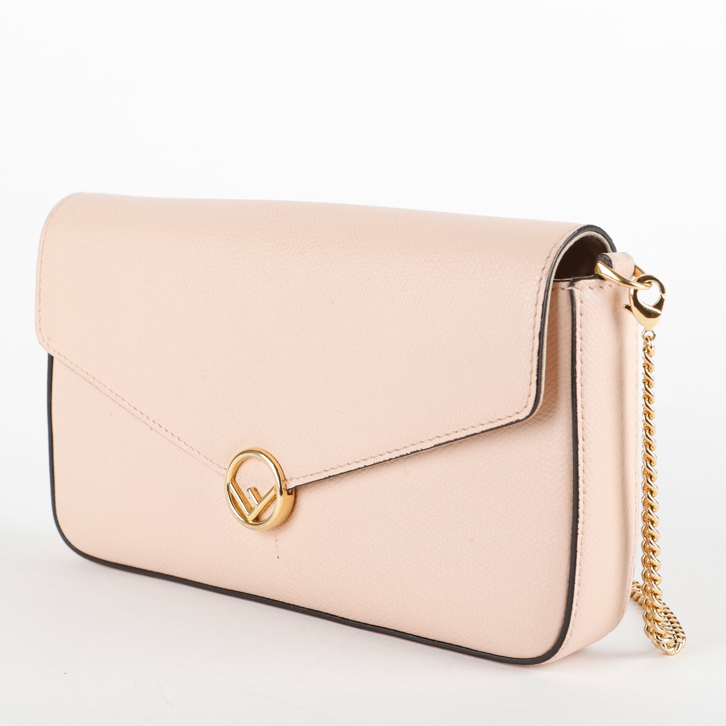 F Continental Wallet on Chain, Light Pink