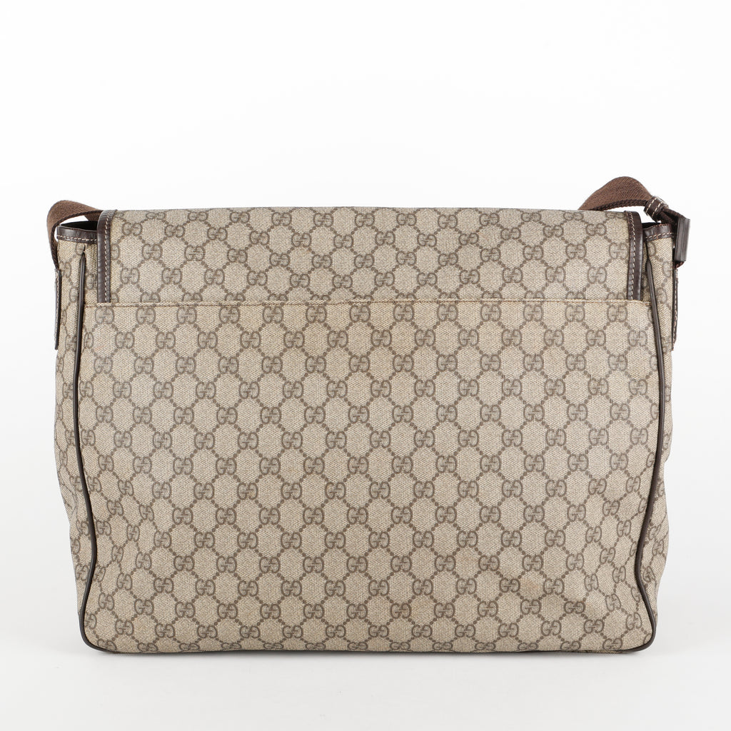 Large Supreme Interlocking G Messenger Bag, Canvas/Brown