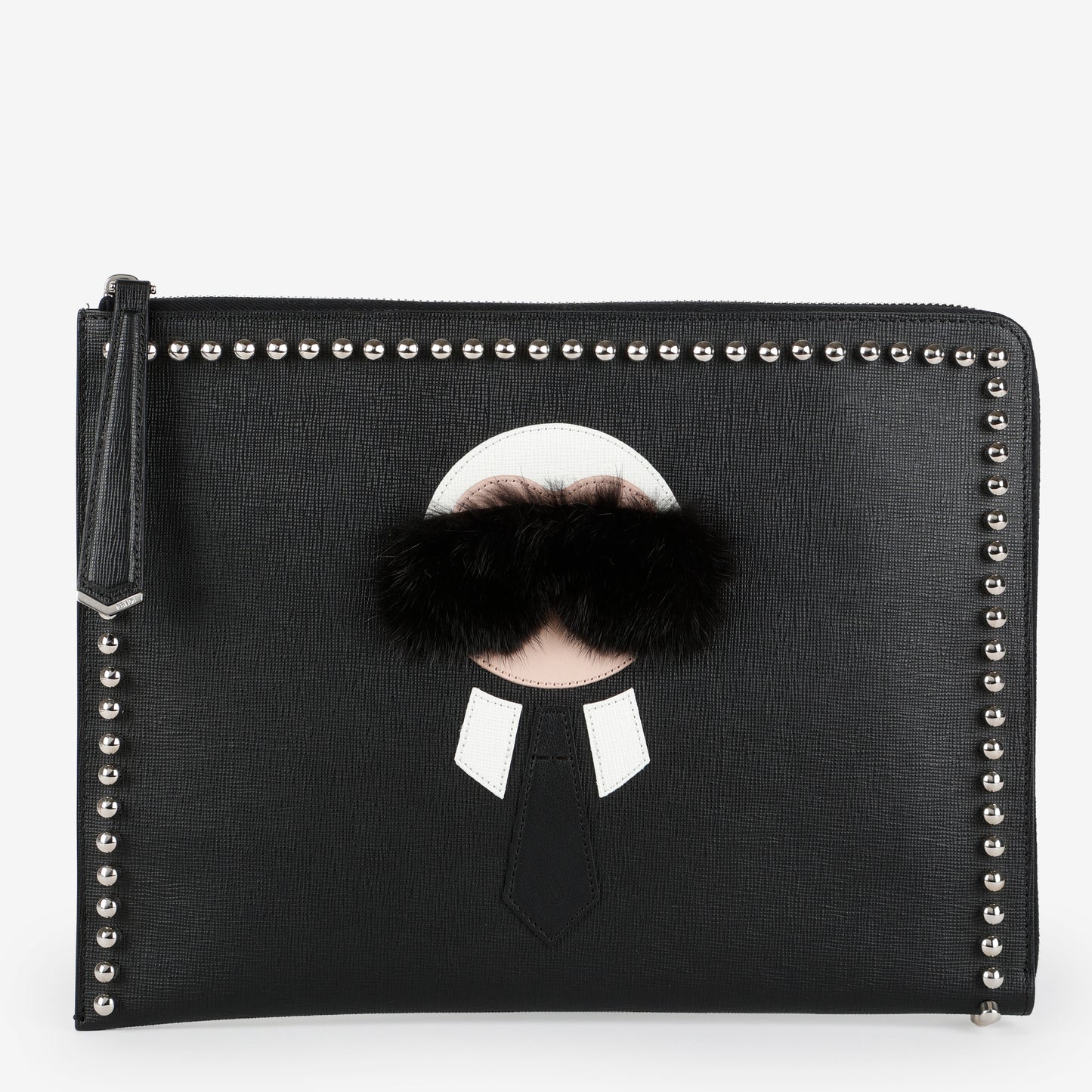 Karlito Leather Clutch, Black