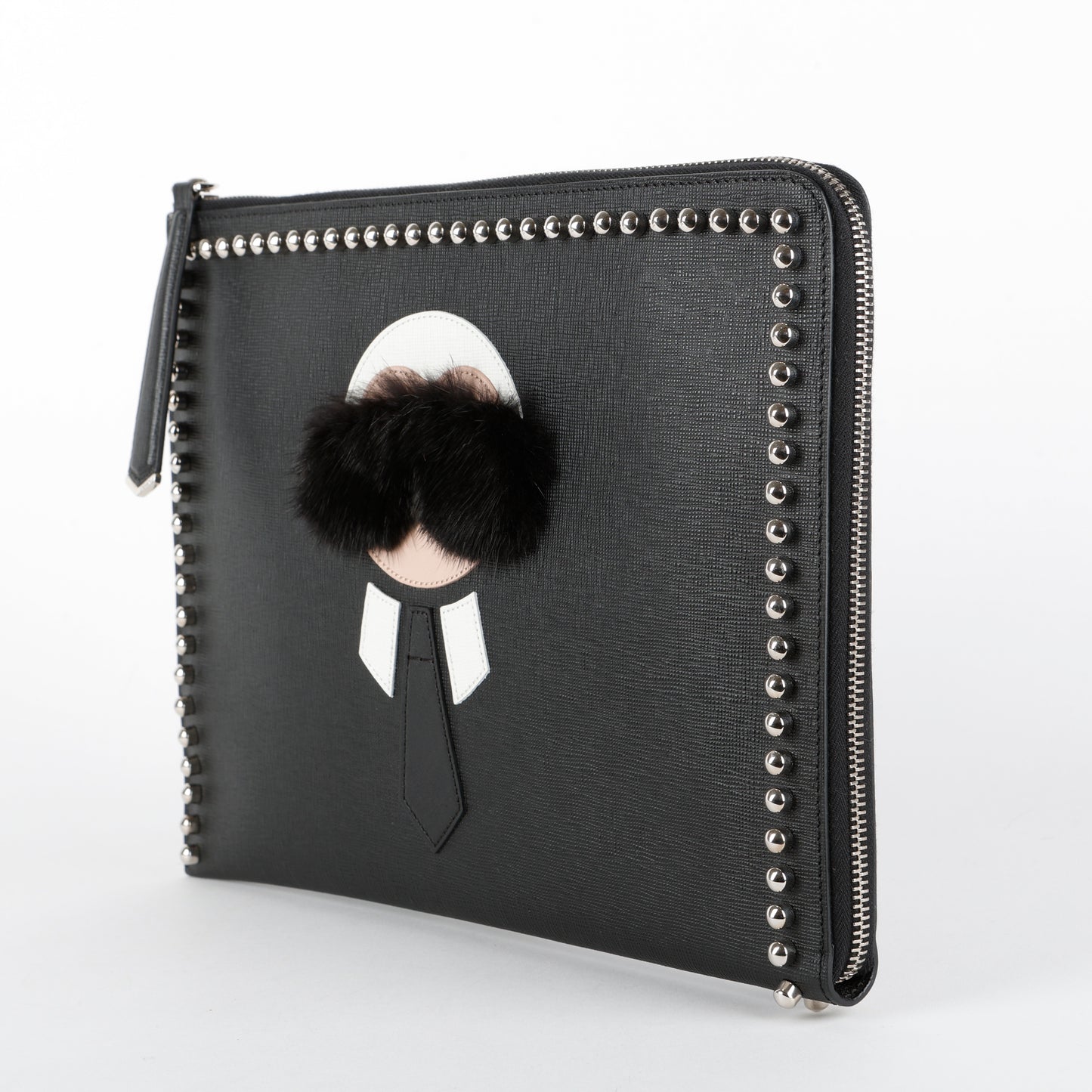 Karlito Leather Clutch, Black