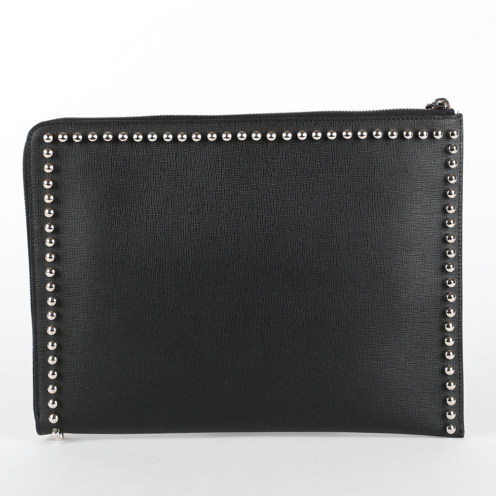 Karlito Leather Clutch, Black