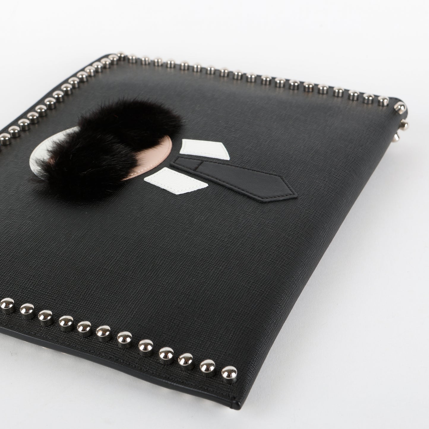 Karlito Leather Clutch, Black