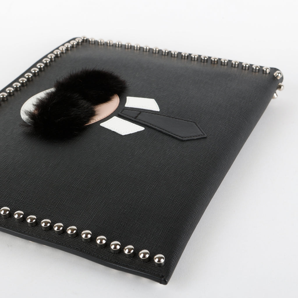 Karlito Leather Clutch, Black
