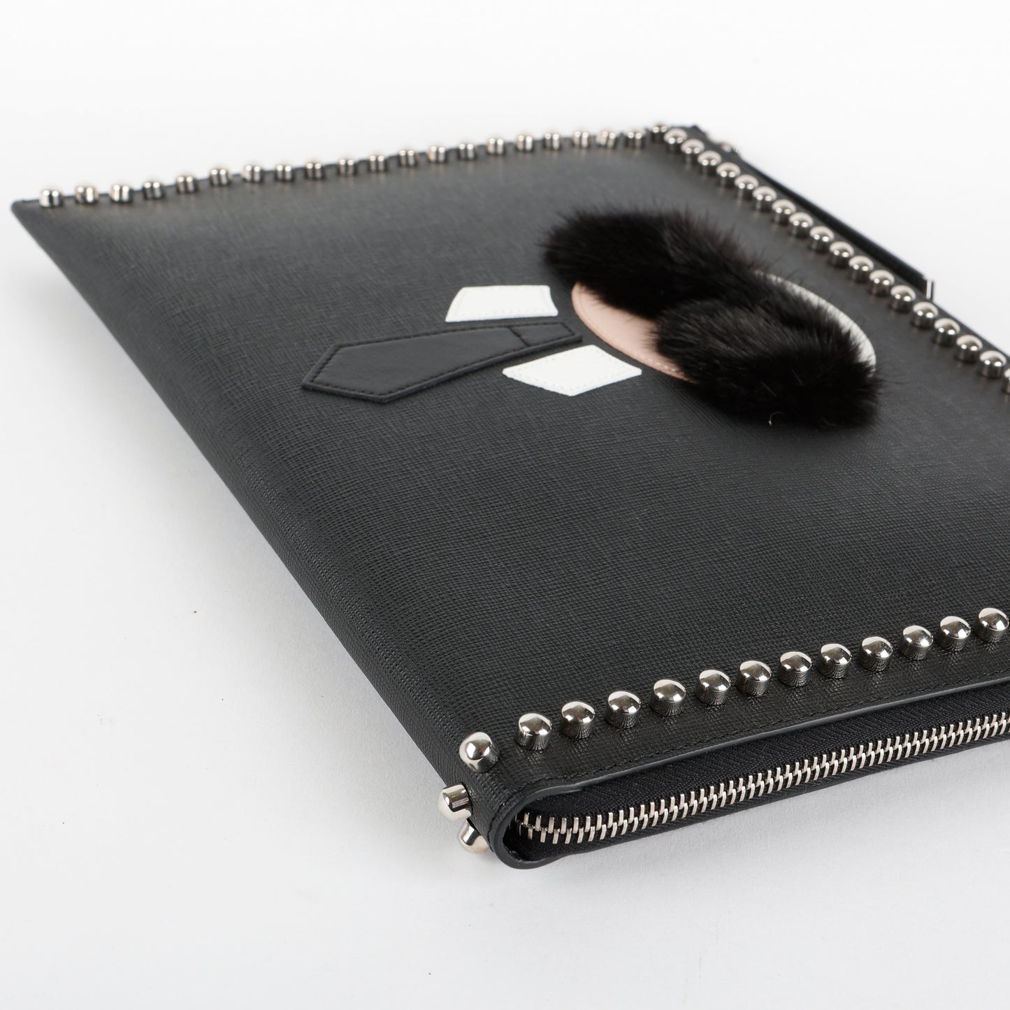 Karlito Leather Clutch, Black