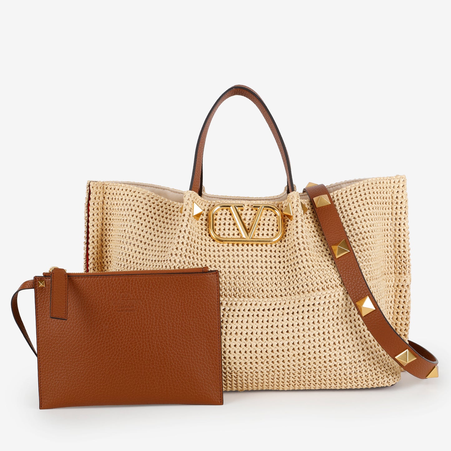 Medium Stud Straw Summer Tote