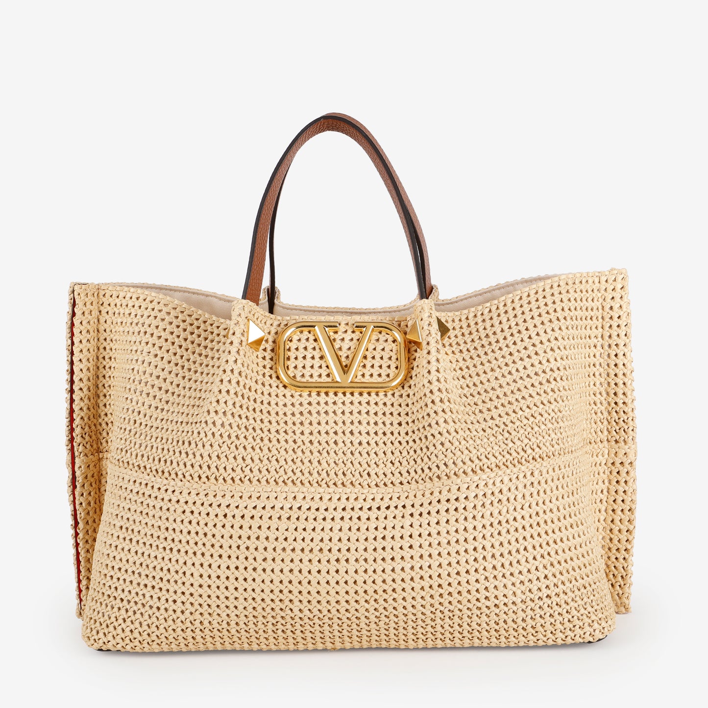 Medium Stud Straw Summer Tote