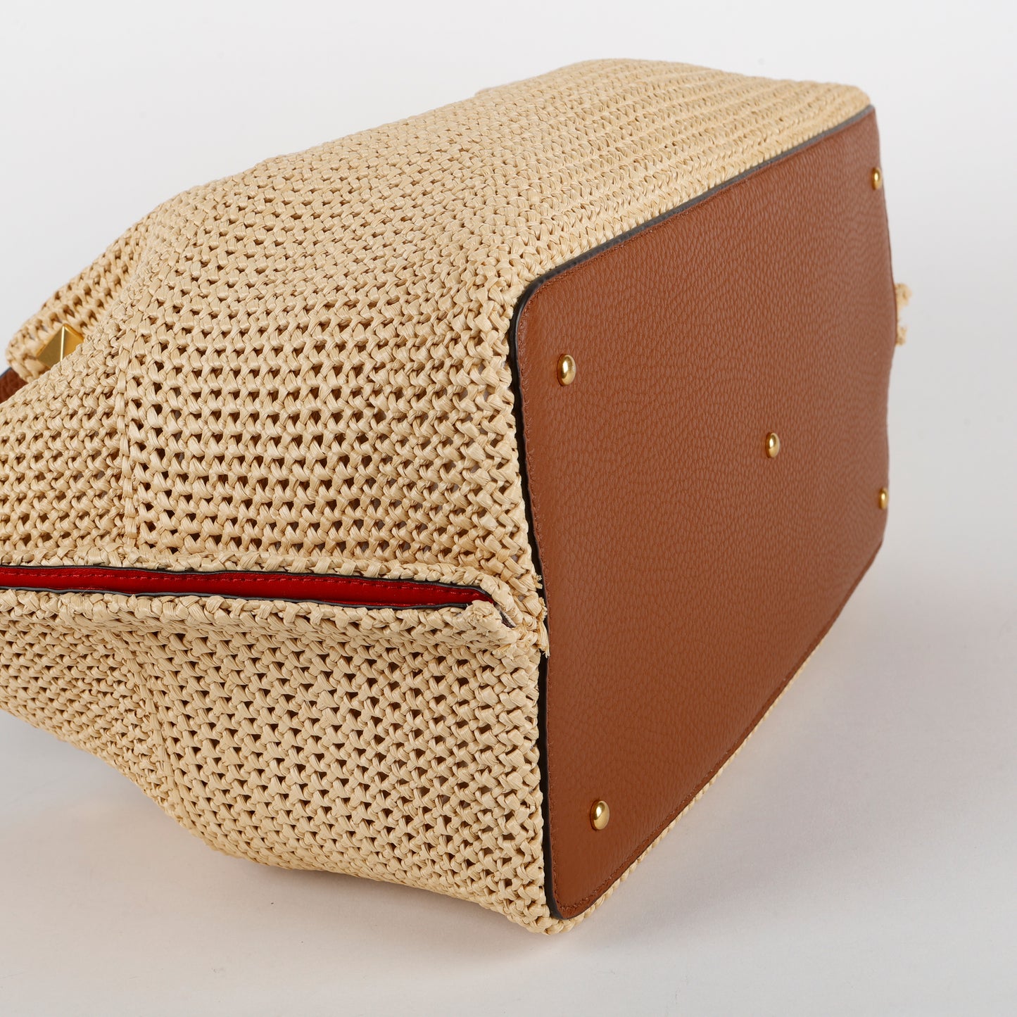 Medium Stud Straw Summer Tote