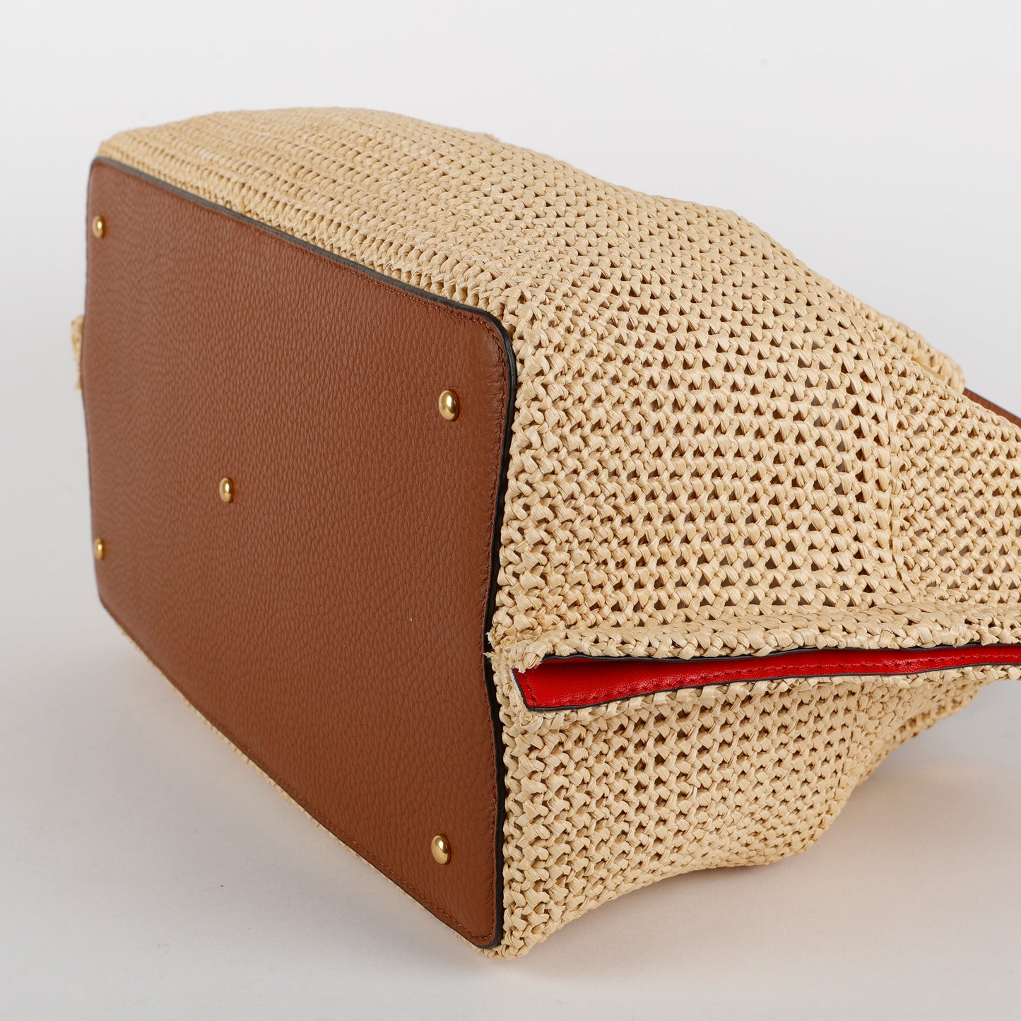 Medium Stud Straw Summer Tote