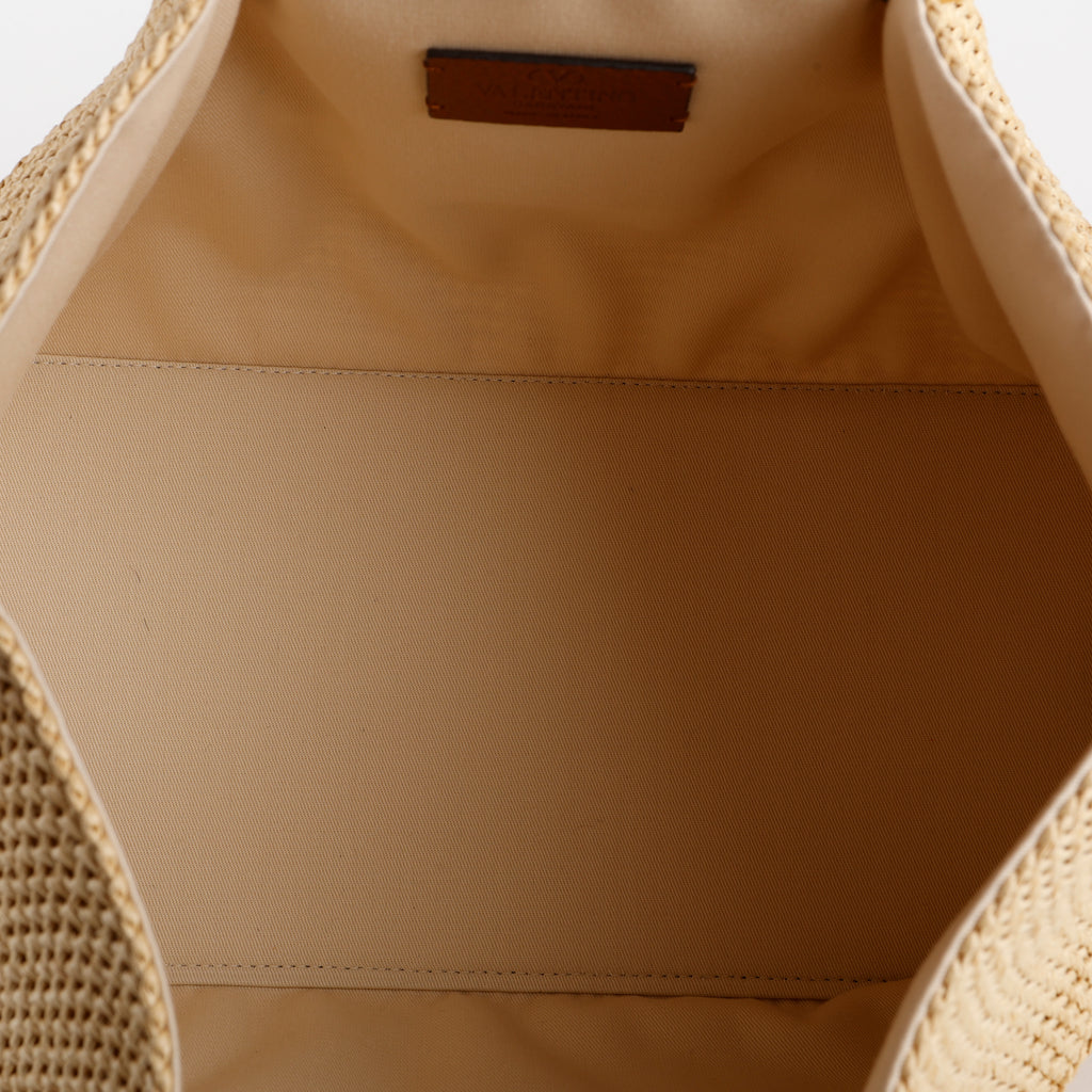 Medium Stud Straw Summer Tote