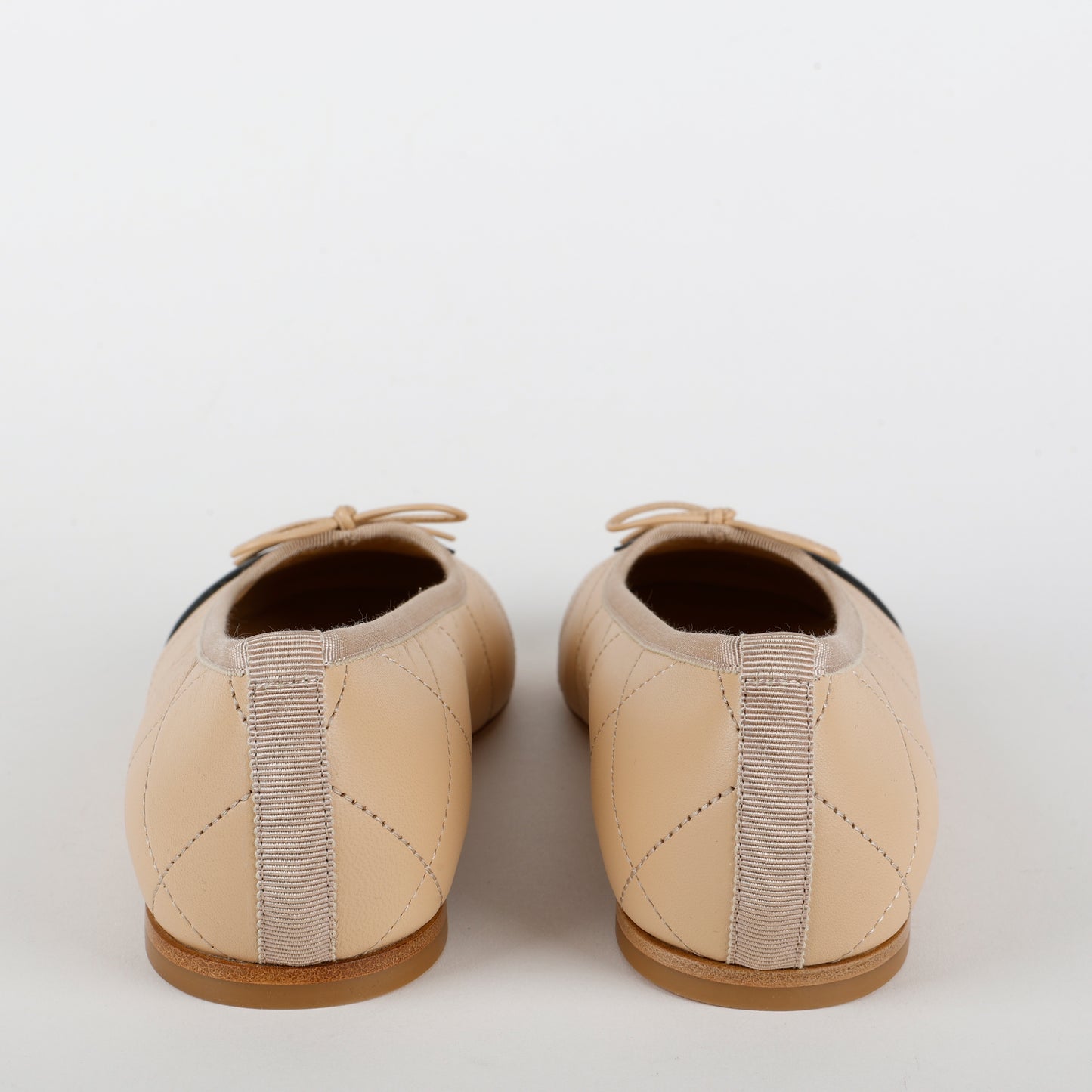 Cambon Quilted Lambskin Ballet Flats, Beige Size 39 (US 9)