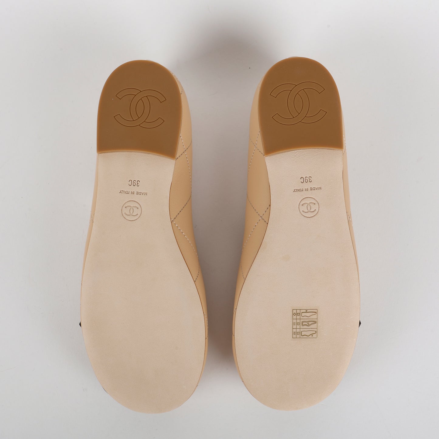 Cambon Quilted Lambskin Ballet Flats, Beige Size 39 (US 9)