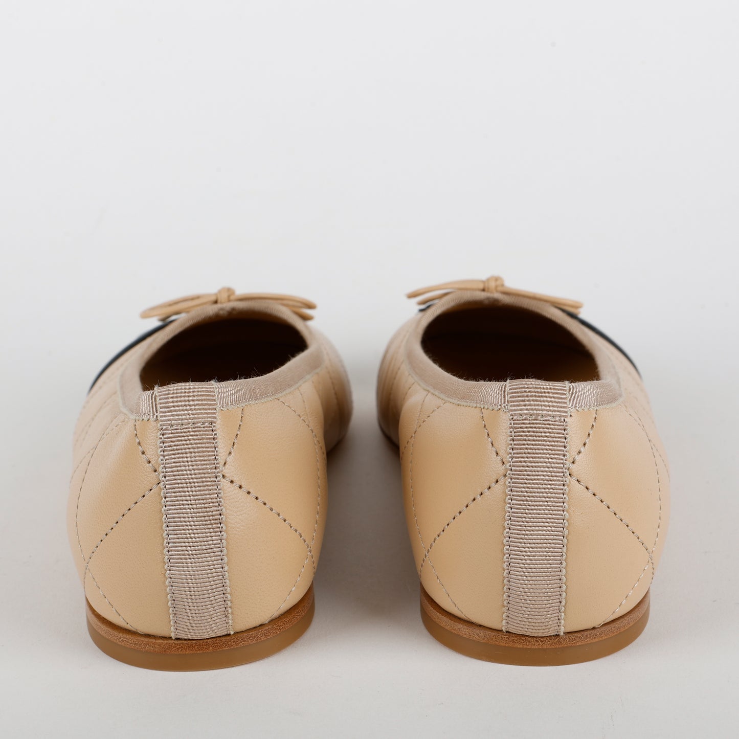 Cambon Quilted Lambskin Ballet Flats, Beige Size 40 (US 10)