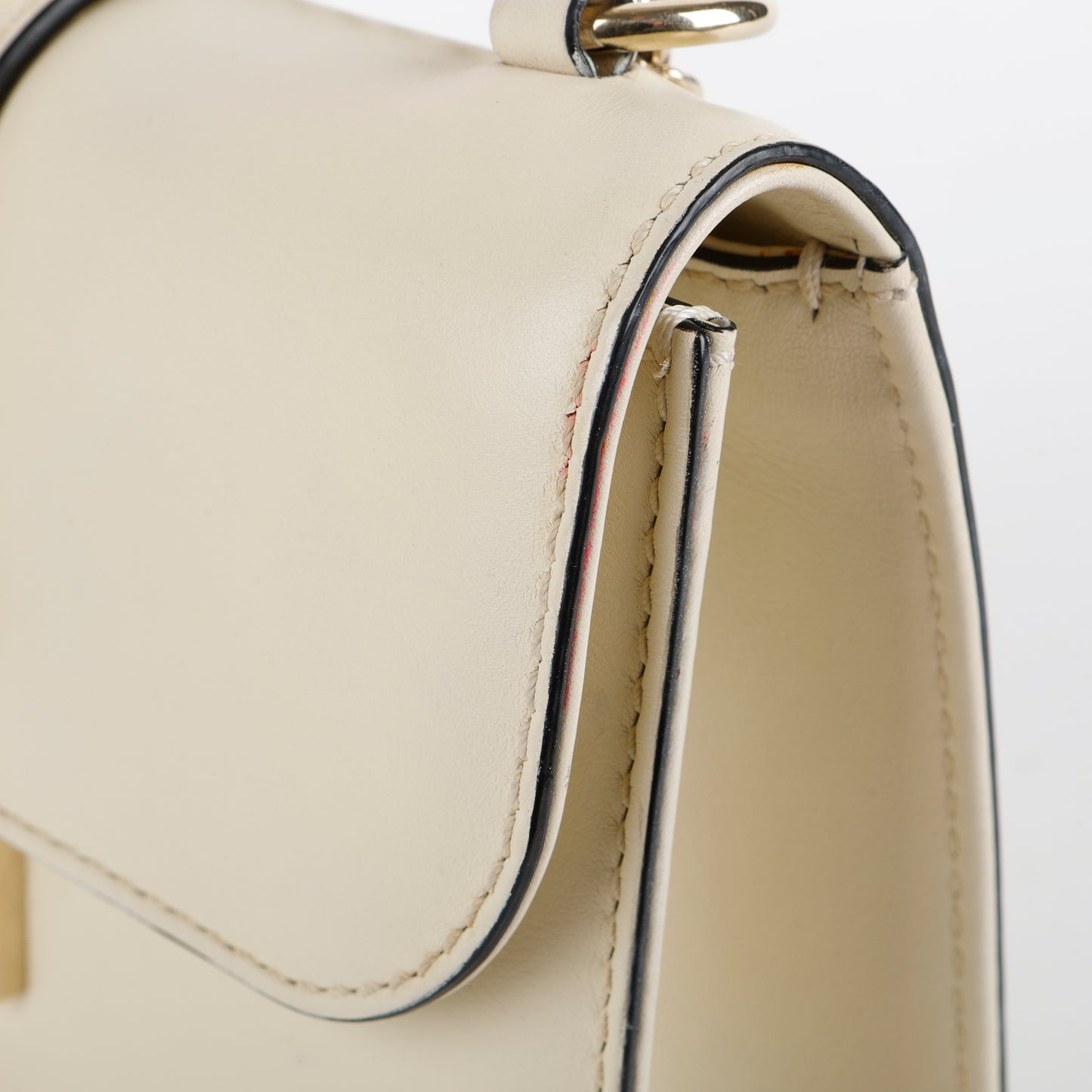 Small Glam Lock Rockstud Flap, Cream