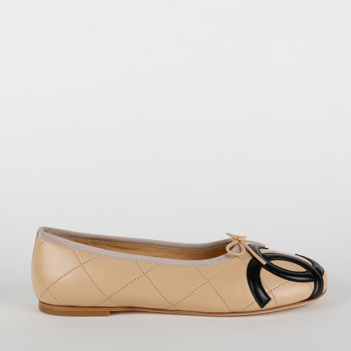Cambon Quilted Lambskin Ballet Flats, Beige Size 40 (US 10)