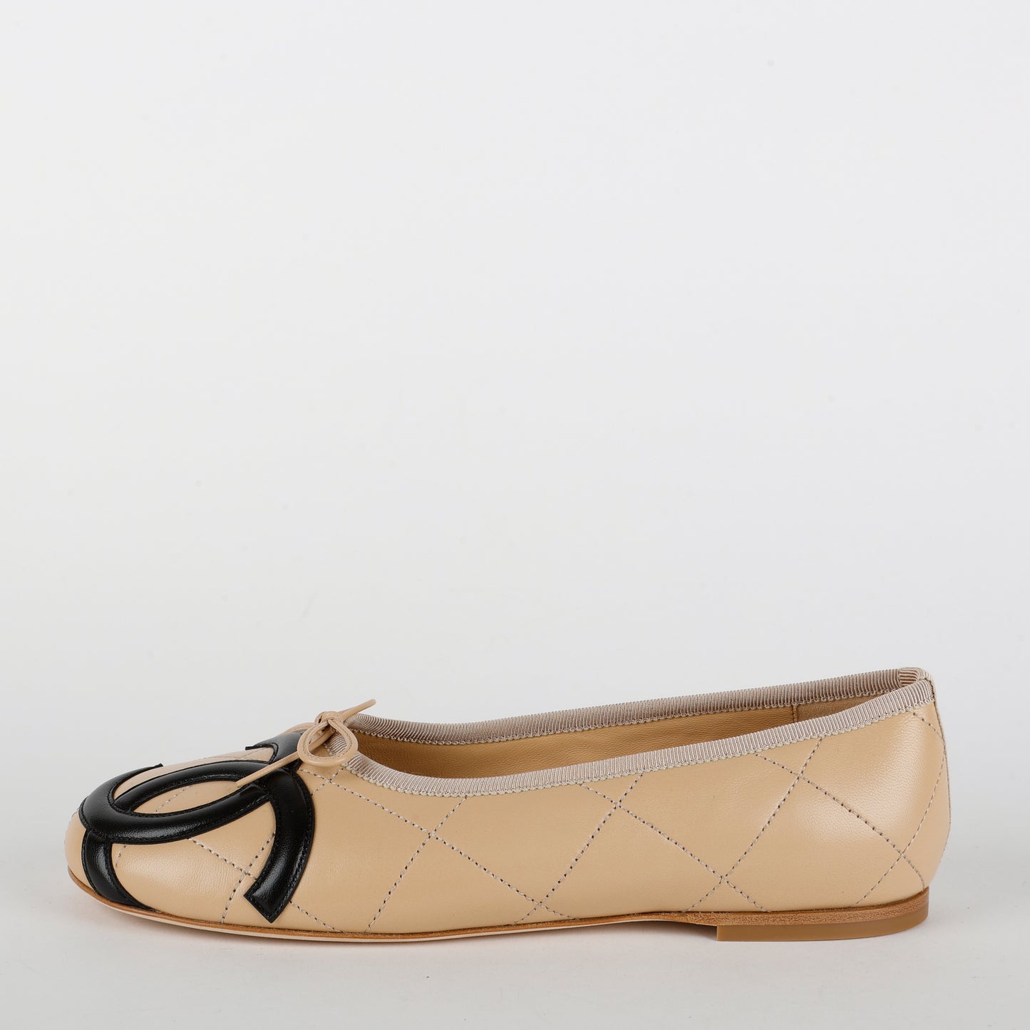 Cambon Quilted Lambskin Ballet Flats, Beige Size 40 (US 10)