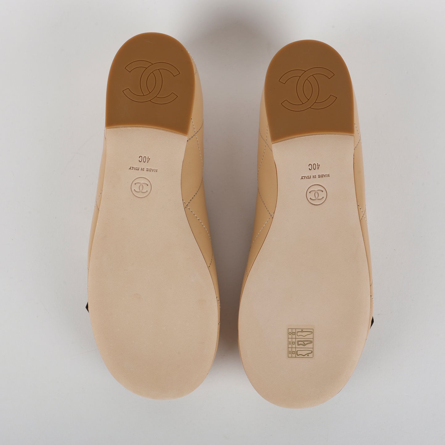 Cambon Quilted Lambskin Ballet Flats, Beige Size 40 (US 10)