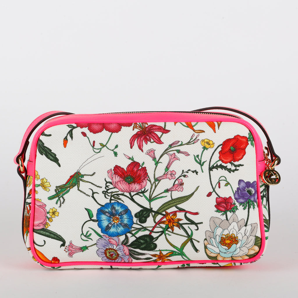 Flora Canvas Shoulder Bag, Fuchsia