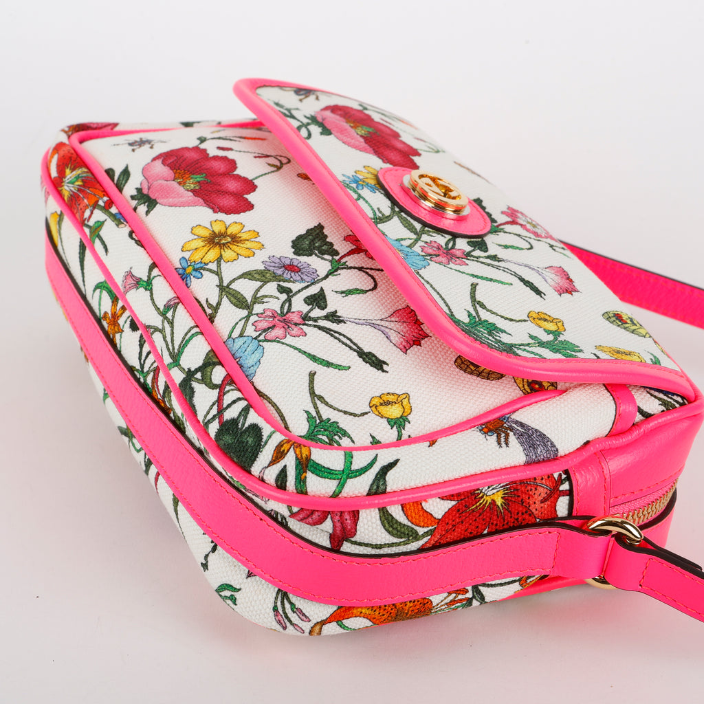 Flora Canvas Shoulder Bag, Fuchsia