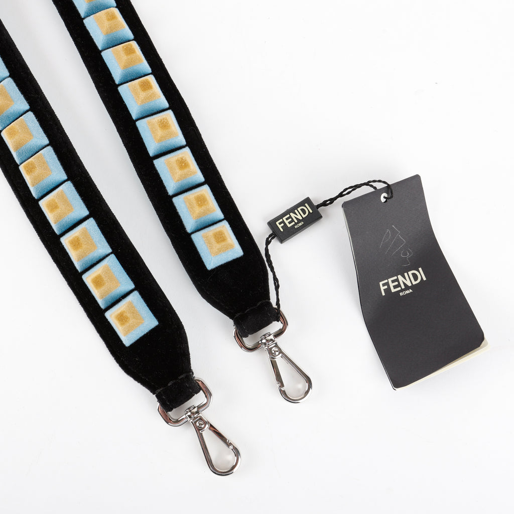 Dolce Velvet Stud Strap, Blue/Black