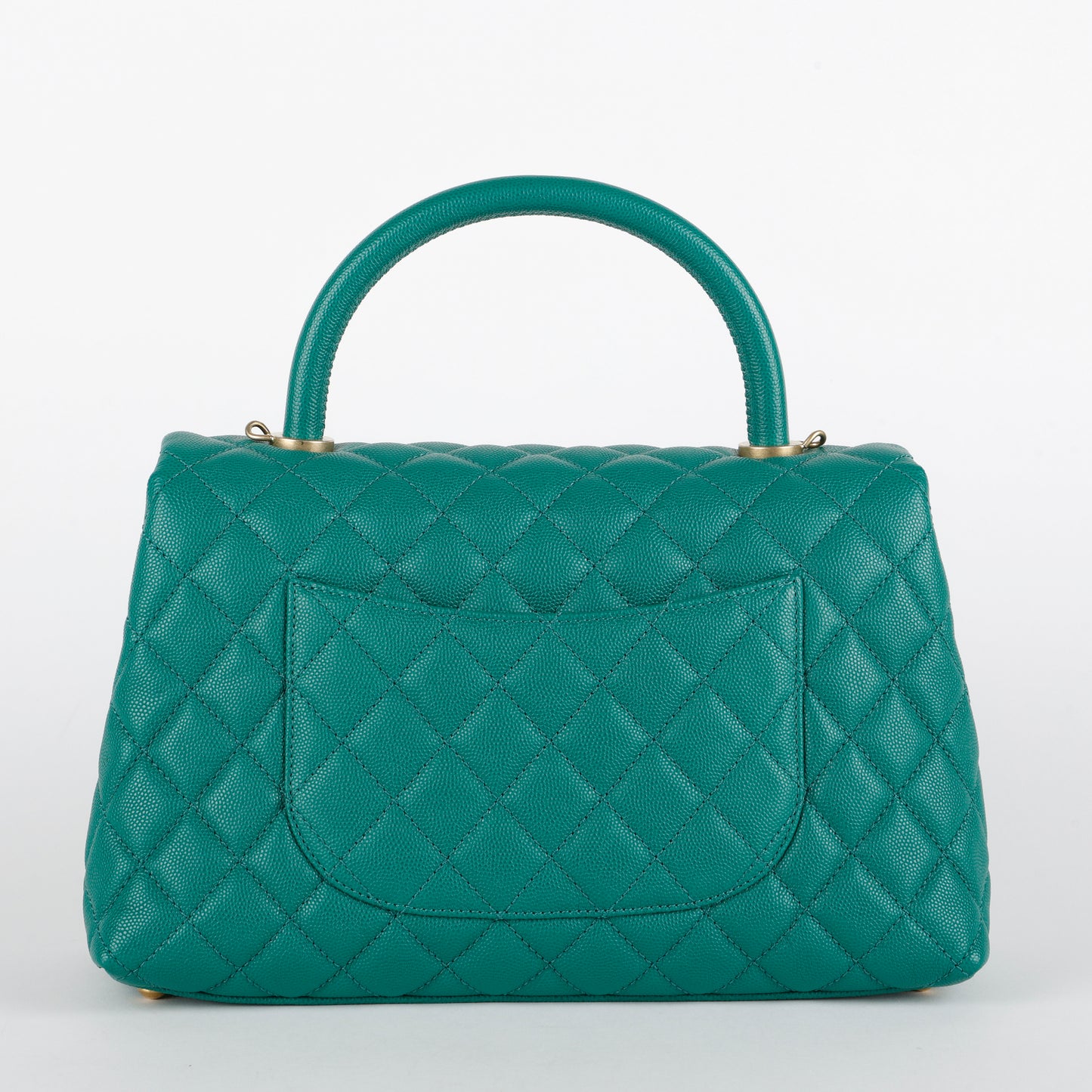 Small Coco Handle Green Caviar Aged Gold Hardware