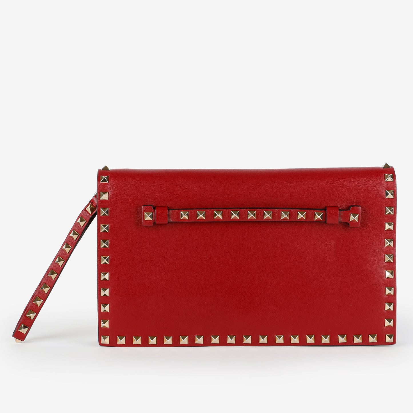 Rockstud Flap Clutch Wristlet, Bordeaux Calfskin