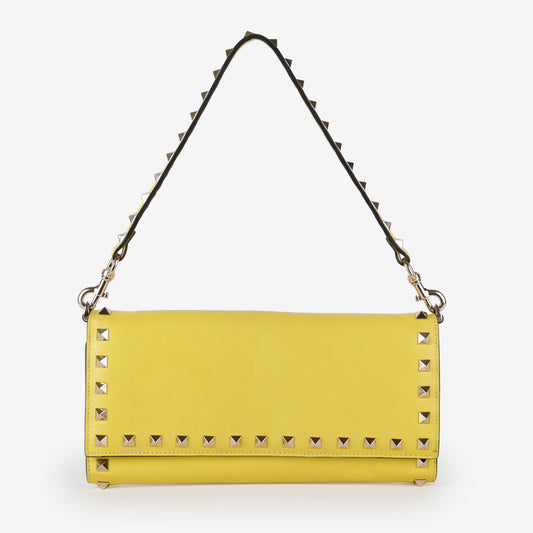 Rockstud Wallet on Strap, Yellow