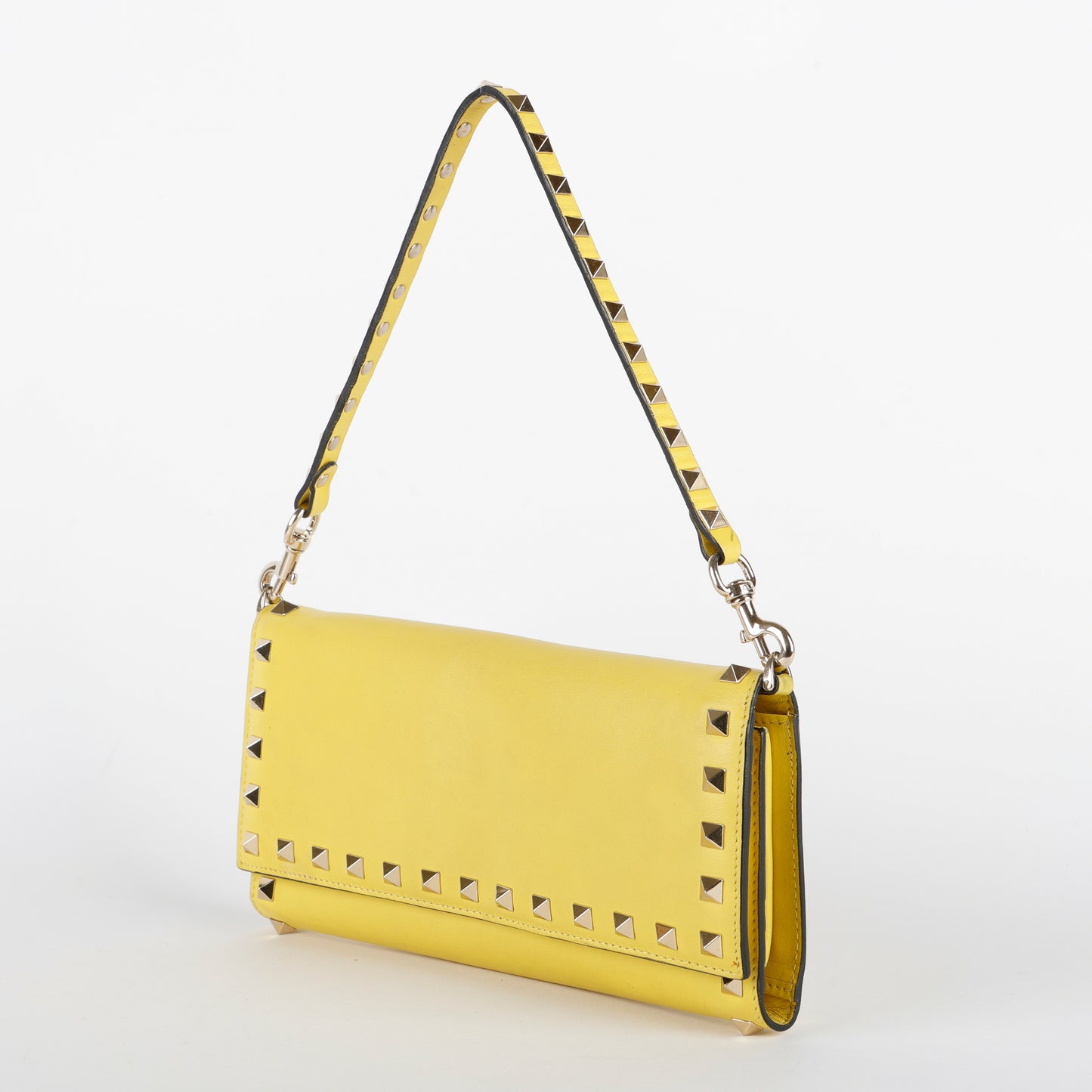 Rockstud Wallet on Strap, Yellow