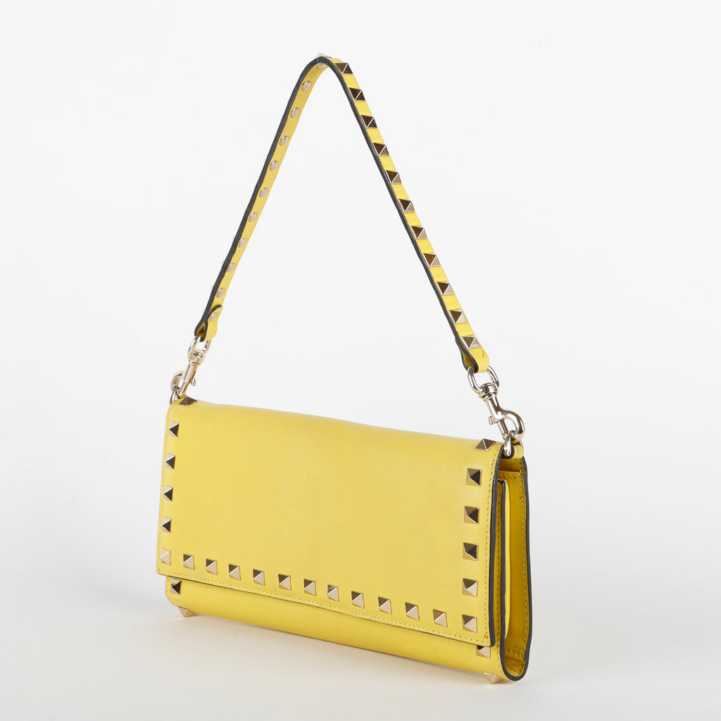 Rockstud Wallet on Strap, Yellow