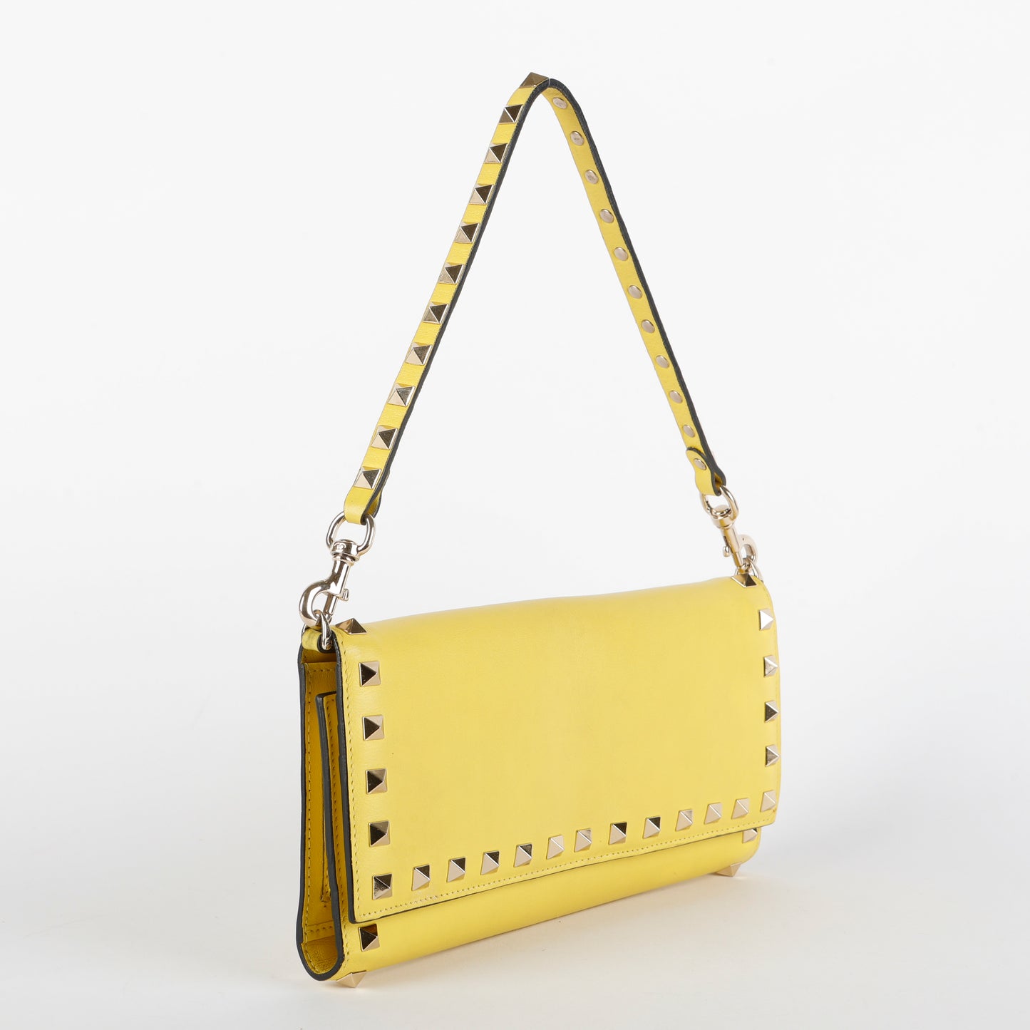 Rockstud Wallet on Strap, Yellow