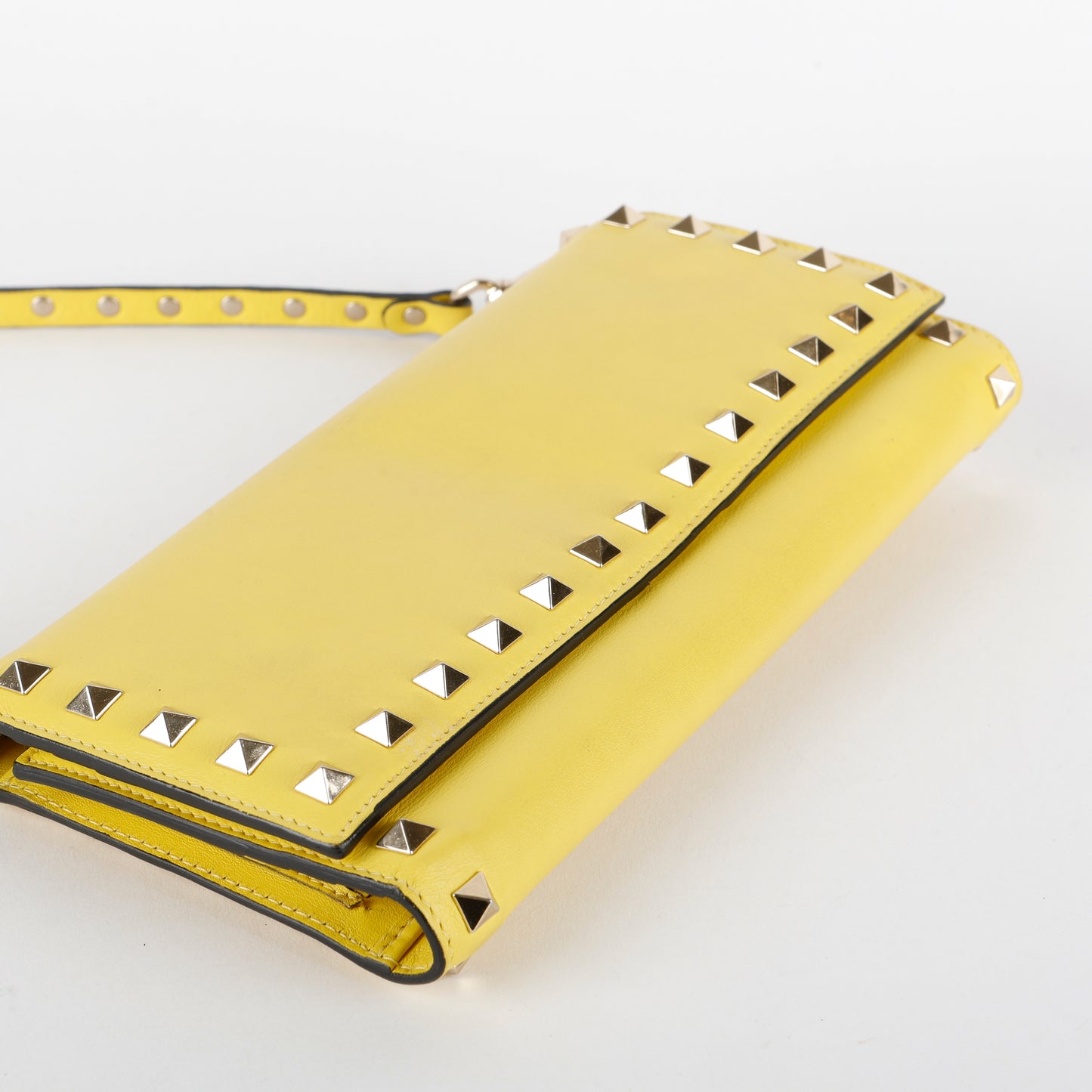 Rockstud Wallet on Strap, Yellow