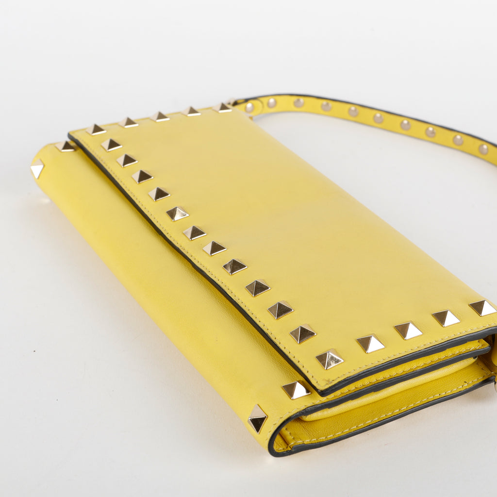 Rockstud Wallet on Strap, Yellow