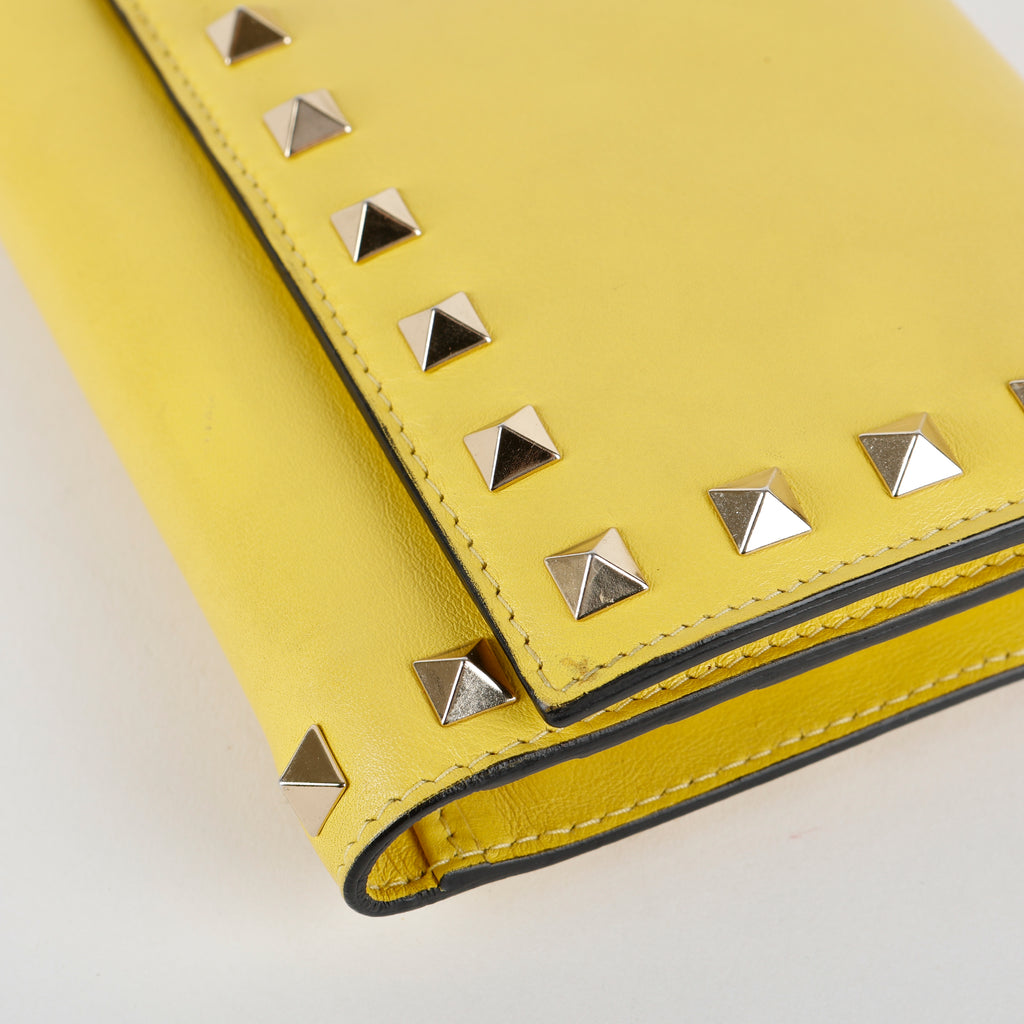 Rockstud Wallet on Strap, Yellow