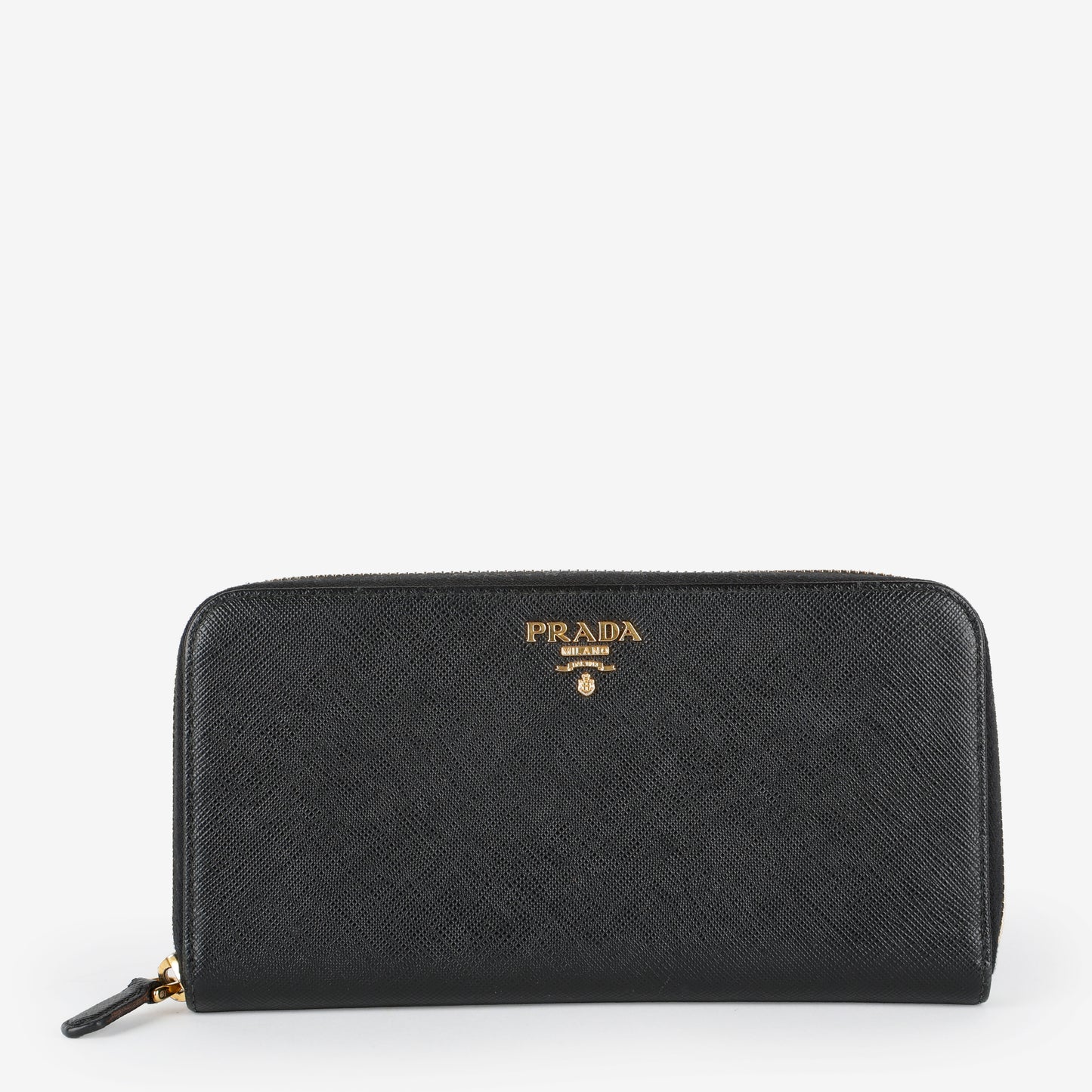 Zip Around Wallet, Black Saffiano